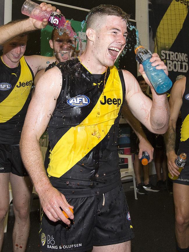 Higgins after his first win in Tigers colours. Picture: Michael Klein