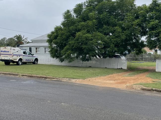 A crime scene was established at the house in Kingaroy on Sunday. Photo: Andrew Hedgman