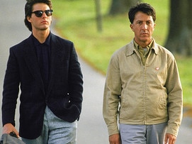 Tom Cruise as Charlie and Dustin Hoffman as Raymond in Rain Man.