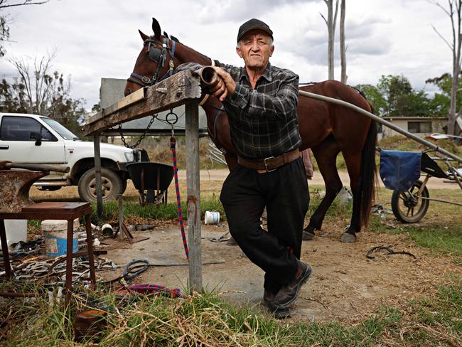 Alfred Attard with his horse Philla's Reason at his property in Marsden Park. Picture: Adam Yip