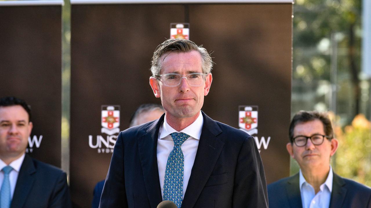 NSW Premier Dominic Perrottet speaks to the media during a press conference in Sydney. Picture: Flavio Brancaleone