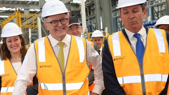 Anthony Albanese with WA Premier Mark McGowan in Perth during the election campaign. Picture: Sam Ruttyn