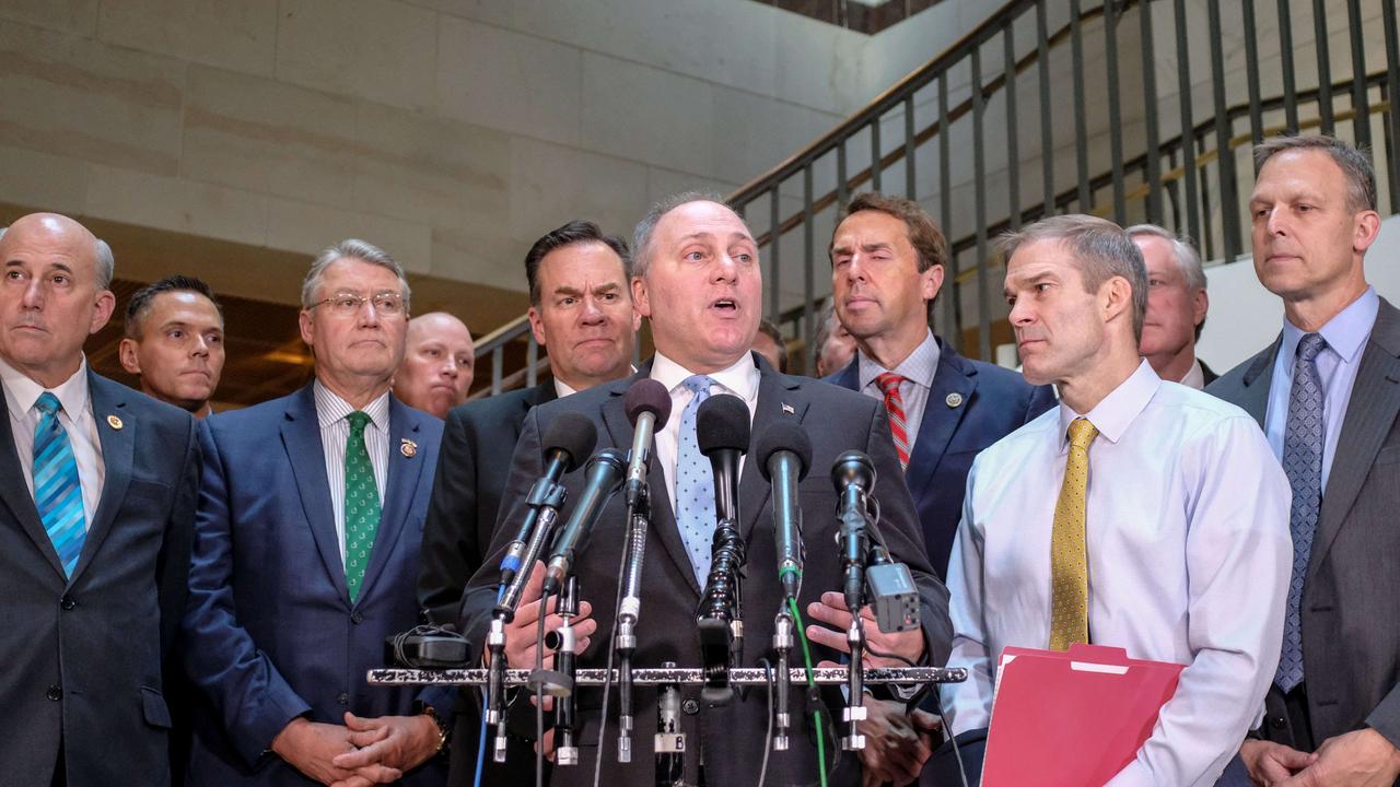 House Minority Whip Steve Scalise speaks during a press conference before storming the room in protest. Picture: Alex Wroblewski/Getty Images/AFP