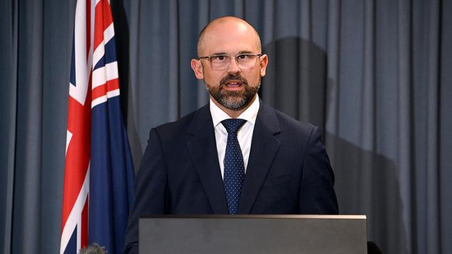 Shadow Treasurer David Janetzki at a news conference at State Parliament Wednesday December 13, 2023. Picture: John Gass