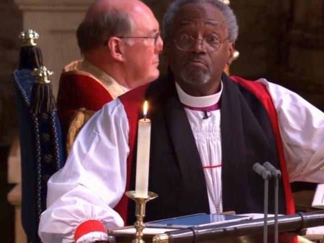 Bishop Michael Curry speaks at Prince Harry and Meghan Markle’s wedding, Windsor.