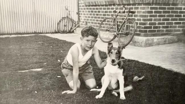 Conlon is pictured here in 1955 with his beloved first pet, King the scotch collie. Picture: supplied