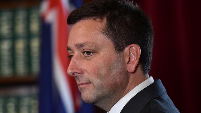 Opposition Leader Matthew Guy has criticised Ms Allan for dodging questions surrounding the report. Picture: Nicki Connolly