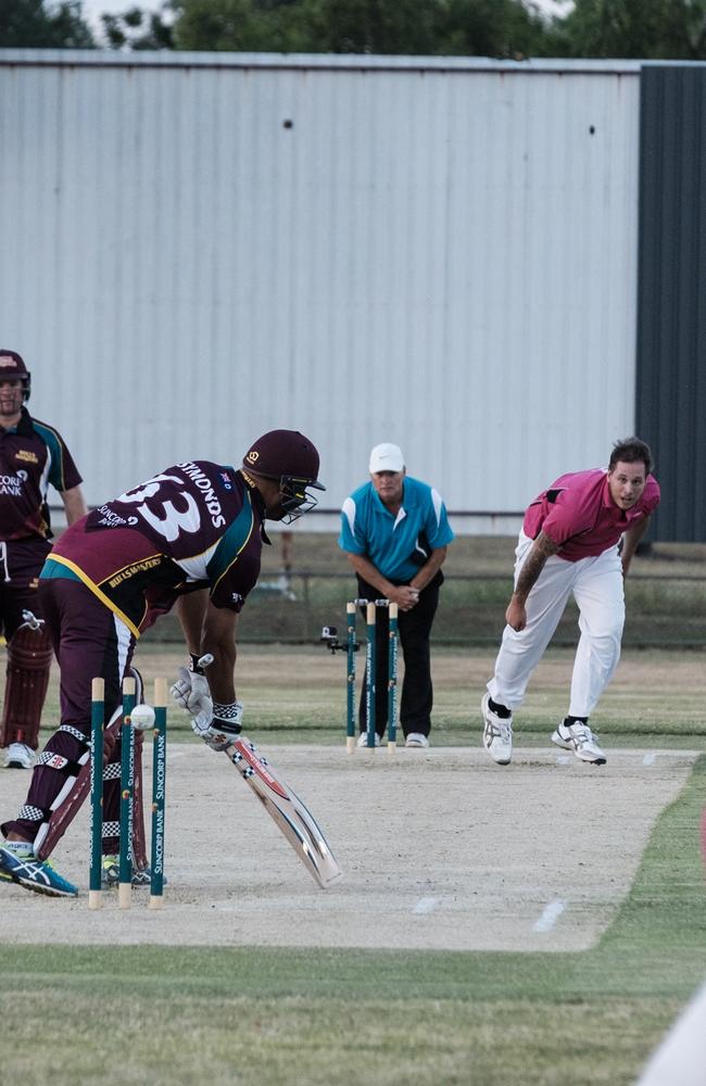 Michael Wostear bowls the late great former test cricketer Andrew Symonds.