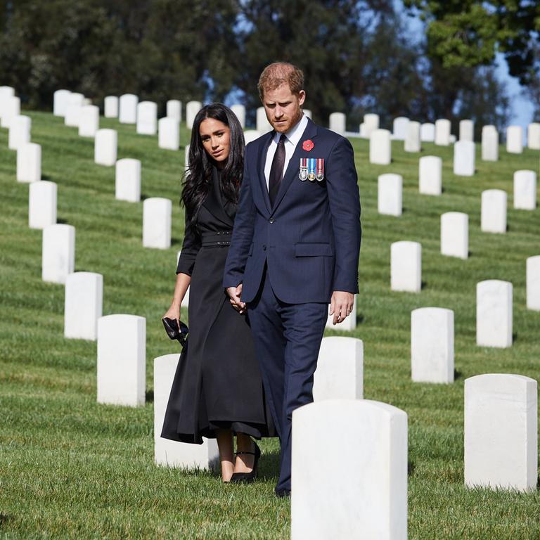 Harry and Meghan visit Los Angeles National Cemetery. Photographer: Lee Morgan