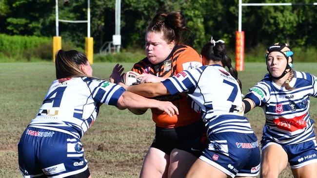 The Herbert River Crushers Women’s team drew 20-20 with Townsville Brothers in a hard-fought contest in Ingham on Saturday. Picture: Cameron Bates