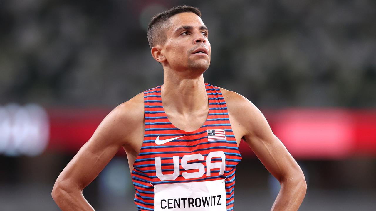 TOKYO, JAPAN - AUGUST 05: Matthew Centrowitz of Team United States reacts after competing in the Men's 1500m Semi Final on day thirteen of the Tokyo 2020 Olympic Games at Olympic Stadium on August 05, 2021 in Tokyo, Japan. (Photo by Christian Petersen/Getty Images)