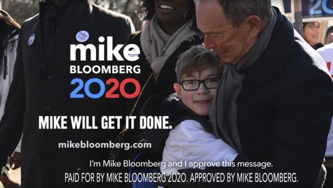 The Bloomberg ad to be broadcast during the 2020 Super Bowl. Picture: AP