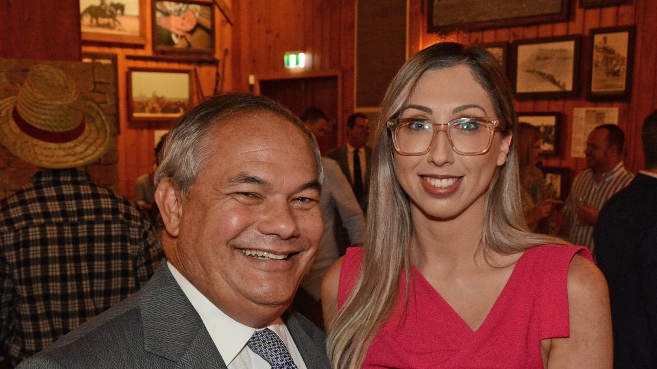 Mayor Tom Tate and Jade Axford at Future Gold Coast lunch at Outback Spectacular, Oxenford. Picture: Regina King