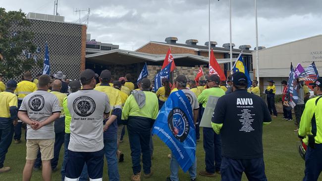 Bundaberg Regional Council employees gathered in Buss Park on Friday in a strike action to voice frustrations over EBA negotiations.