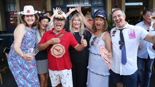 Amanda Vince, Catharine Dunn, Jimmy Wu, Teri O’Toole, Denise Agasi and Paul Milinov at the Harbour View Hotel at The Rocks, Sydney. Picture: John Feder