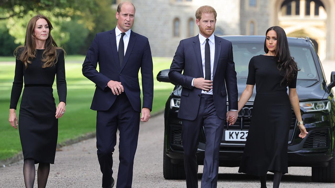 The tension between the two couples was on display during the ‘Windsor walkabout’. Picture: Chris Jackson/Getty Images