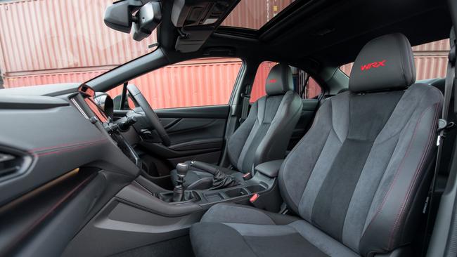 Inside the Subaru WRX RS sedan.