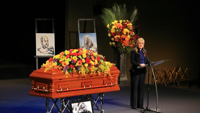 Pastor Christie Buckingham at Myuran Sukumaran's funeral. Picture: Adam Taylor