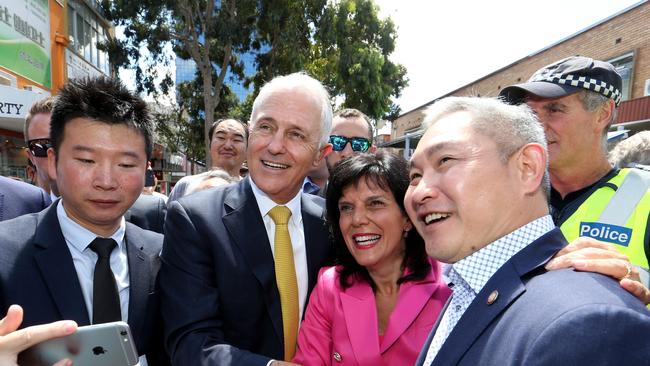 Chisholm MP Julia Banks in Box Hill with Prime Minister Malcolm Turnbull. Picture: David Geraghty/The Australian