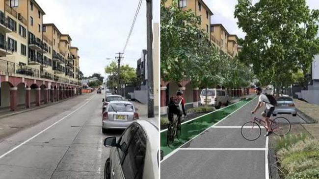 Parramatta Rd transformation before and after at Balmain Rd.