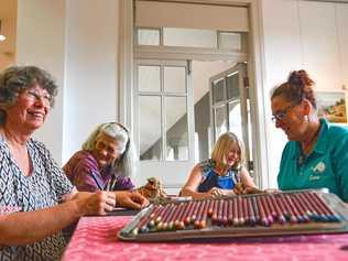 GETTING INVOLVED: Robin Thomson, Caroline Bennett, Wendy Kirk and Susie Capewell getting creative at Gayndah Art Gallery. Picture: Felicity Ripper