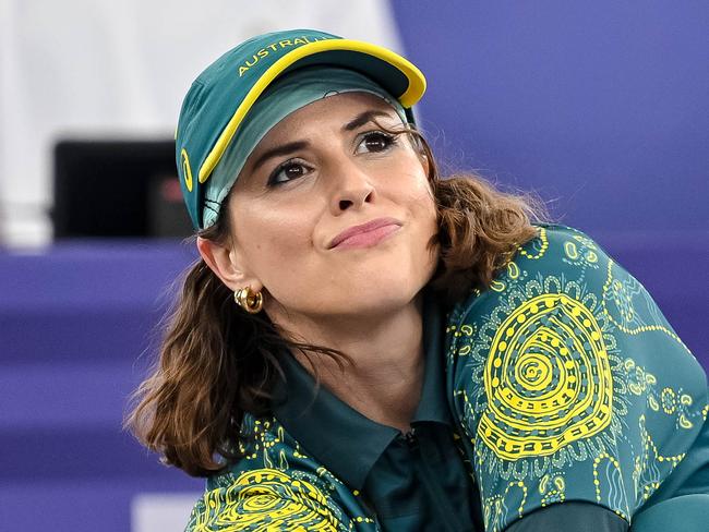 Raygun competes during the Breaking B-Girls Round Robin Group B battle between Logistx and Raygun on Day 14 of the Olympic Games Paris 2024 at La Concorde on August 9, 2024 in Paris, France. (Photo by Harry Langer/DeFodi Images via Getty Images)