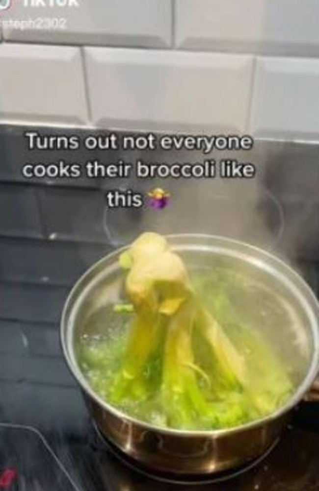 Does everyone cook their broccoli like this? Picture: TikTok/steph2302