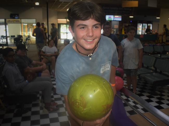 Eli Jones, enjoying tenpin bowling with his teammates at the Westlawn Cricket Club’s junior presentation on Thursday, 25th March, 2021, is one of the future talents to watch in Clarence River Cricket.