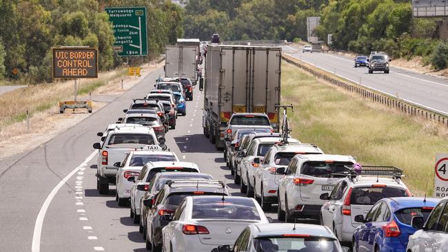 Traffic banked up for hours as many rushed to get home. Picture: Simon Dallinger