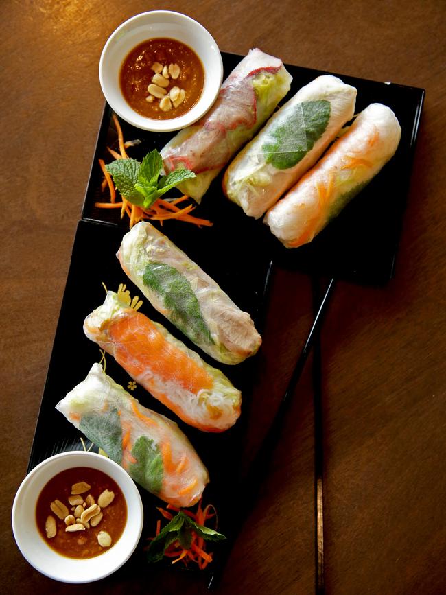 Some of the rice paper rolls available from Saigon Express in Hobart. Picture: EDDIE SAFARIK