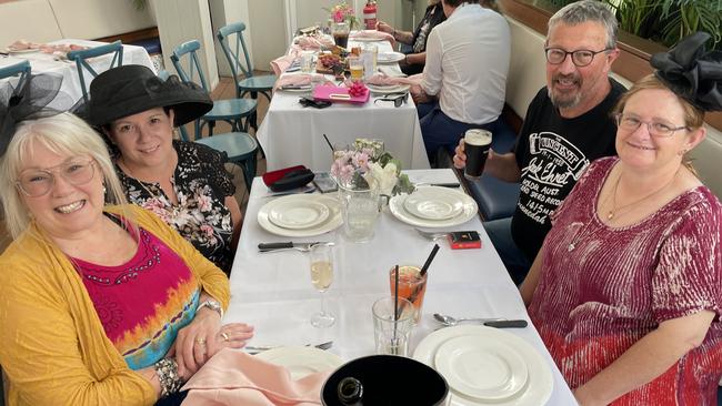 Melbourne Cup in Port Macquarie: Ella Wolters, Rachel Caughlan, Martin Wolters and Rhonda Wolters at Settlers Inn.