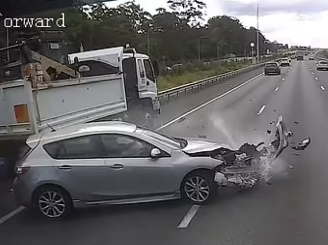 A crash on the Bruce Highway in Queensland on Wednesday. Picture: Facebook