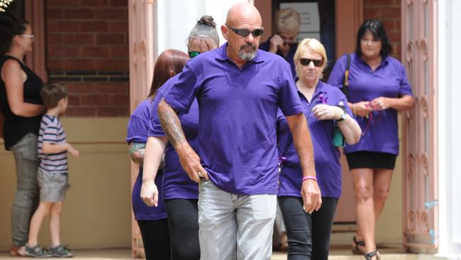 Supporters wore purple in the court. Picture: AAP