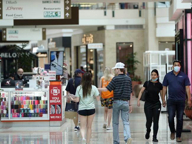 Shoppers in a reopened mall in Texas. Picture: AP