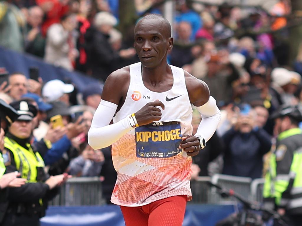 Eliud Kipchoge finishes sixth in Boston Marathon as Evans Chebet wins