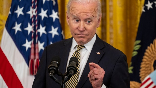 US President Joe Biden has claimed Russian President Vladimir Putin could utilise chemical weapons in Ukraine. Picture: Kent Nishimura / Los Angeles Times via Getty Images
