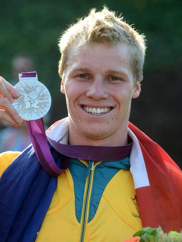 Willoughby with his silver medal after placing second in the Men's BMX Final at the Olympic Games in London.