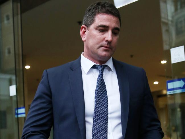 Sean Ogilvy fiance of Erin Molan leaves the AVO hearing for Anthony Bell and Kelly Landry. Picture: John Fotiadis