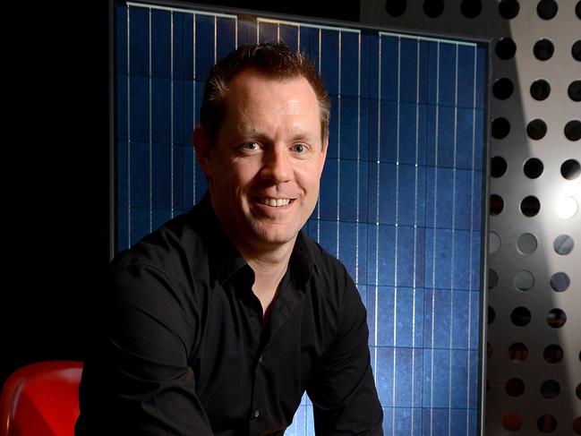 Energy Australia’s Mark Brownfield with energy-saving technologies. Picture: Adam Elwood