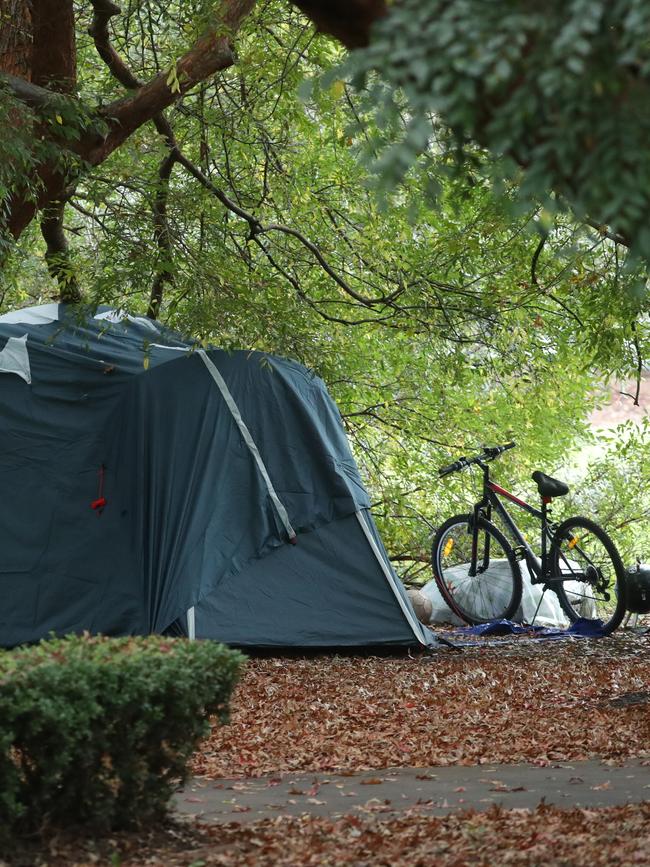 Many of the people living in tents and cars at Enmore Park have jobs. Picture John Grainger