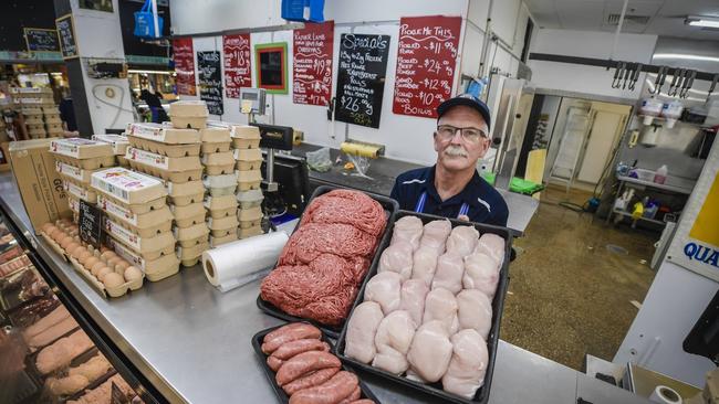 Tony O'Connell from O'Connells meats in the markets says empty supermarket shelves has people returning to the butchers to get their meat supplies. Picture: Roy VanDerVegt