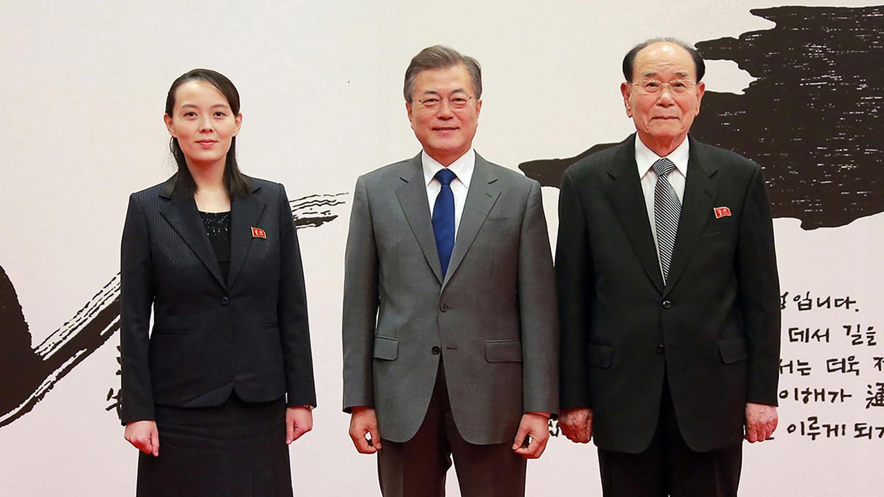 Kim Yo Jong (left) has held senior positions within the regimen for the past six years. / AFP PHOTO / KCNA VIA KNS / STR