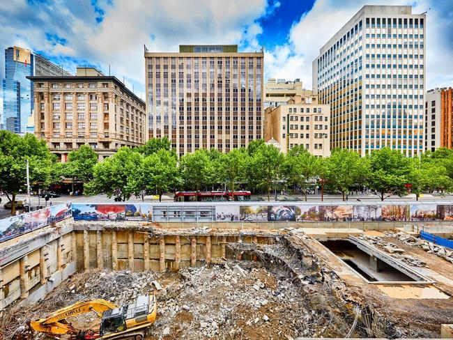 Excavations at the former site of the Melbourne City Square in preparation of the Metro Rail Tunnel.