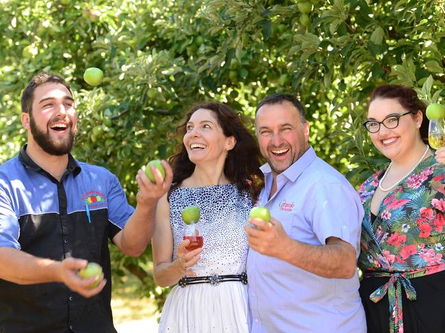 SILENT ACHIEVER - Ceravolo Orchards/Ashton Valley Fresh. Tony Ceravolo with wife Sandra, daugther Joyce and son Joseph in their Ashton Orchard. Pic: Tricia Watkinson