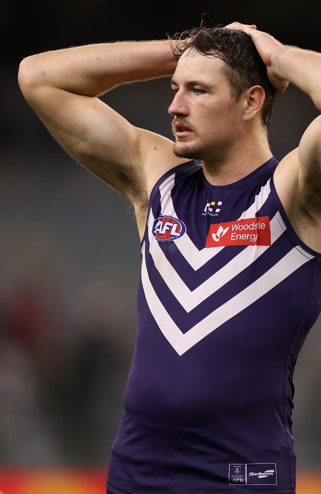 Brennan Cox and the Dockers proved they weren’t up to the task. Picture: Paul Kane/Getty Images.