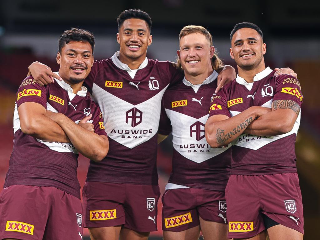 North Queensland Maroons representatives Jeremiah Nanai, Murray Taulagi, Reuben Cotter and Valentine Holmes. Picture: North Queensland Toyota Cowboys