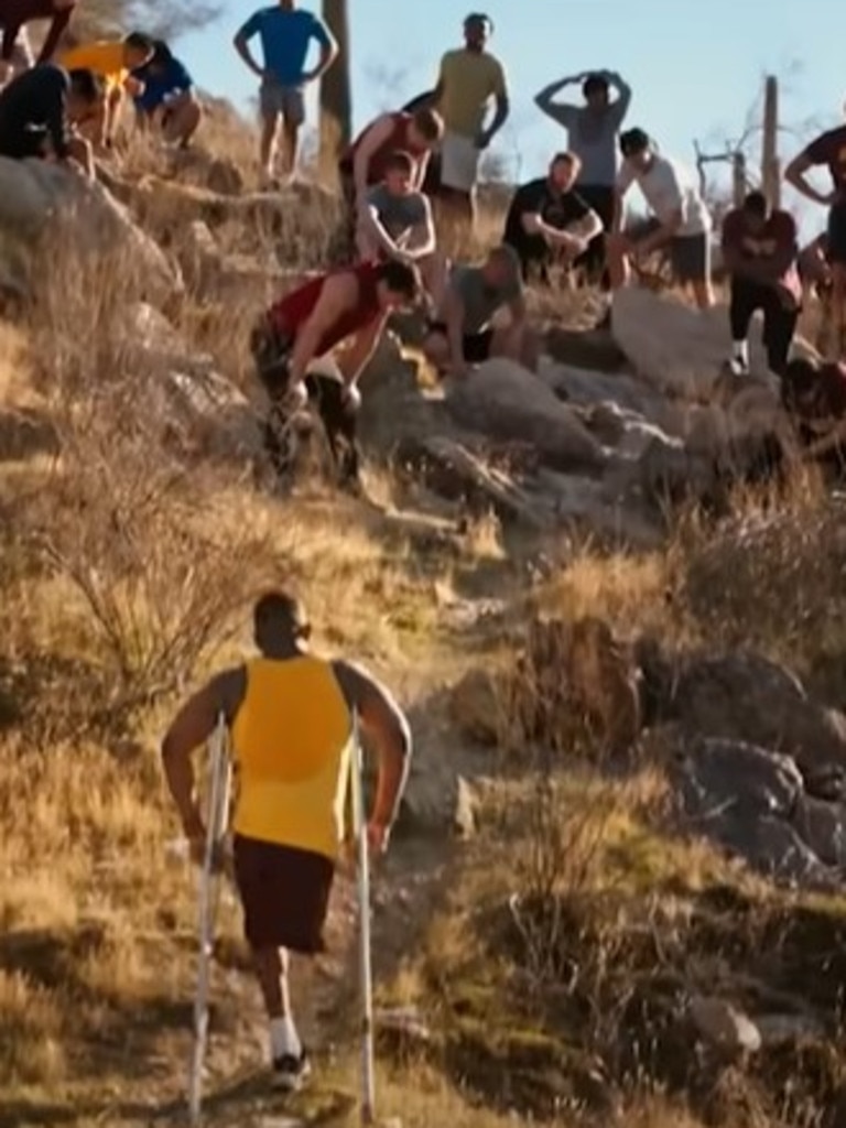 Jerome admitted that the full-day filming of the uphill running scene was gruelling. Picture: Prime Video