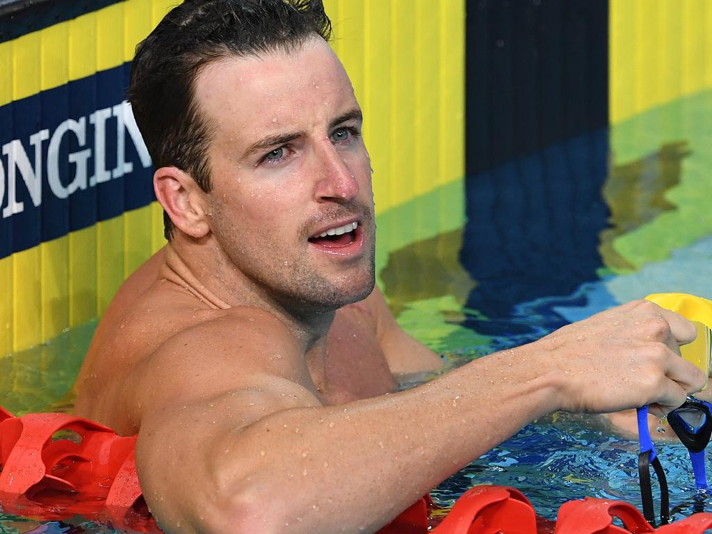 James Magnussen of Australia after swimming in the Mens 50m Freestyle Final on day six of swimming competition at the XXI Commonwealth Games at Gold Coast Aquatic Centre on the Gold Coast, Australia, Tuesday, April 10, 2018. (AAP Image/Dave Hunt) NO ARCHIVING, EDITORIAL USE ONLY