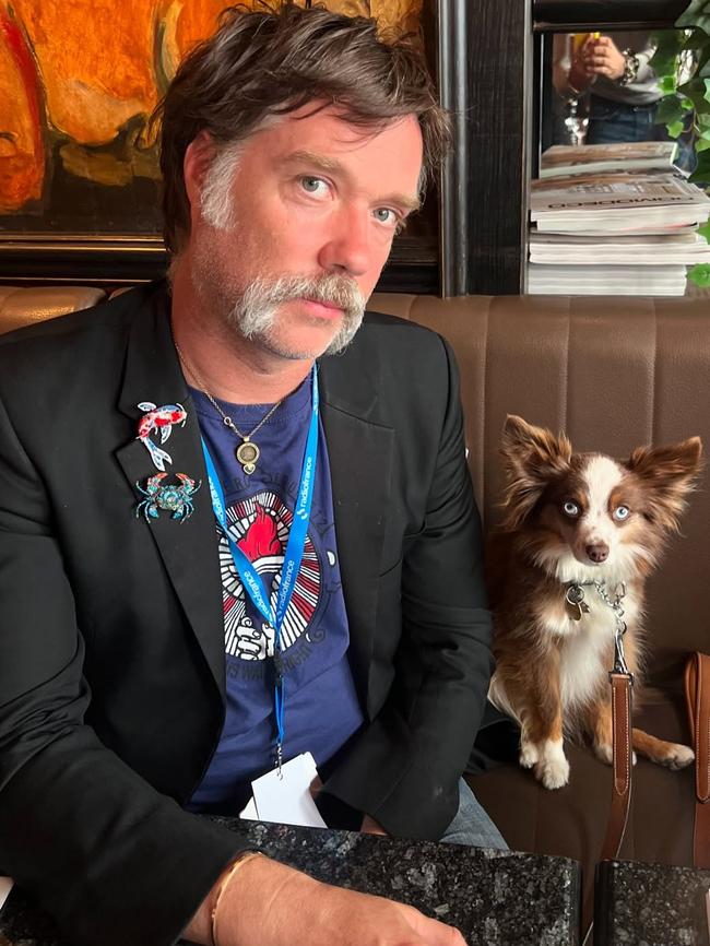 Rufus pictured in November with his miniature Australian shepherd, Siegfried. Picture: Instagram