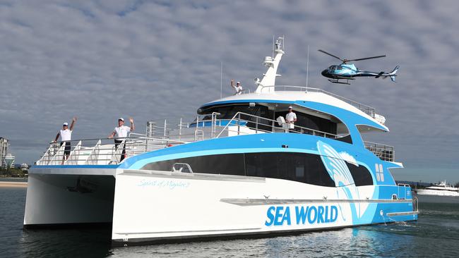 The new Sea World whale watch vessel, <i>The Spirit of Migaloo II</i>, on the Gold Coast. Picture: Jason O'Brien